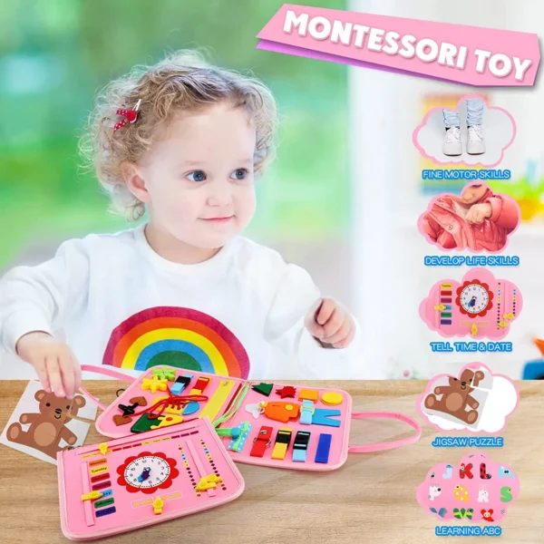 Kids Learning Toys: Montessori Busy Board for Toddler Sensory Development - Image 6