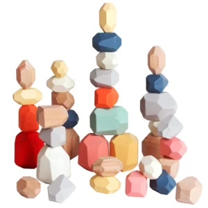 Wooden Sorting Stacking Rocks Sensory Montessori Learning Toys For Kids