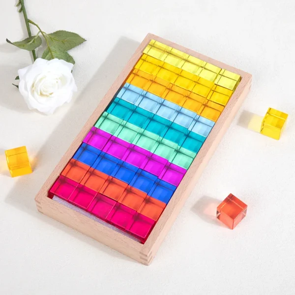 Kids Learning Toys Acrylic Stacking Blocks Montessori Sensory Play Set - Image 5